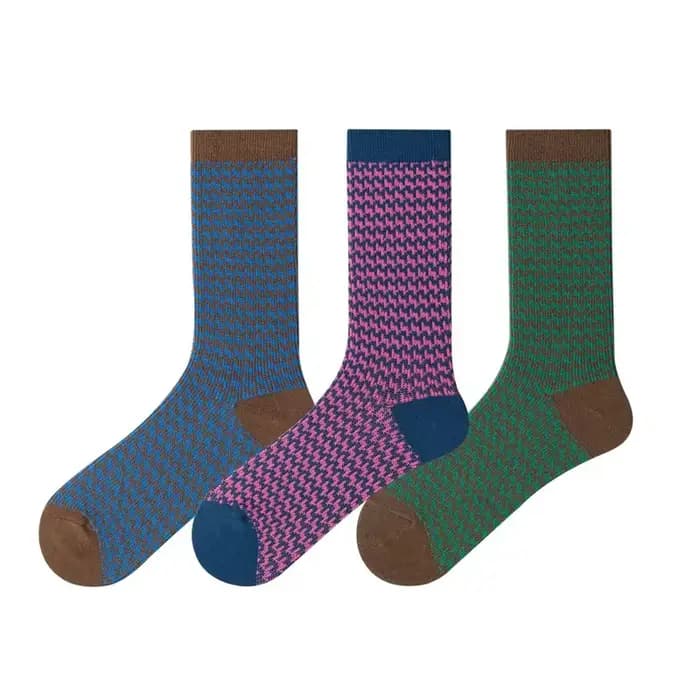 Chaussettes en coton optique avec motif pied-de-poule