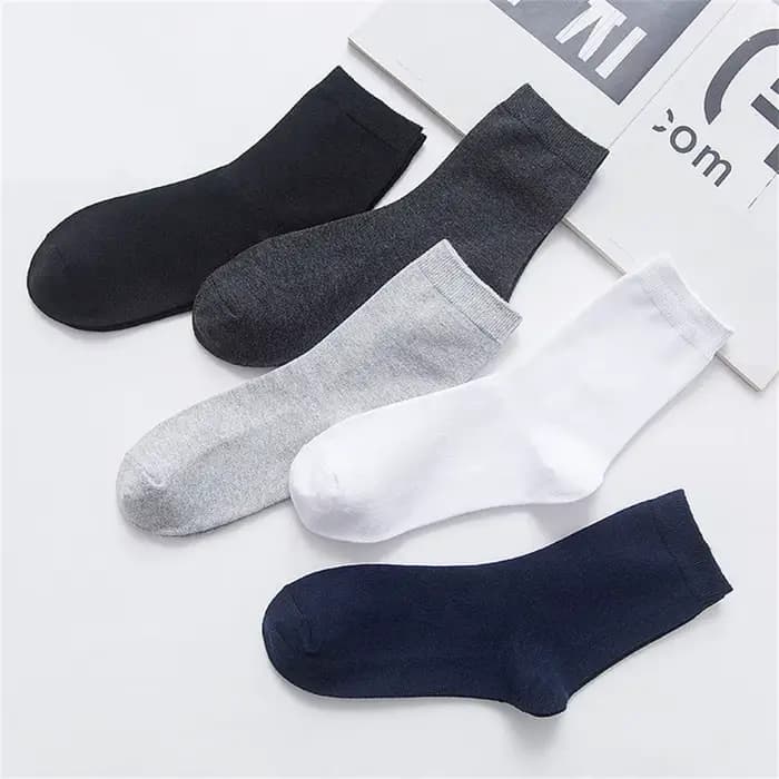 5 paires/lot chaussettes d'affaires pour hommes longs coton peigné automne hiver chaud couleur unie mi Tube mâle