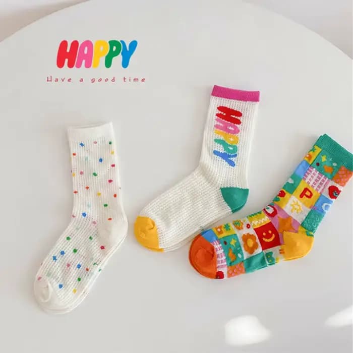 Chaussettes mi-mollet à motif arc-en-ciel pour enfants