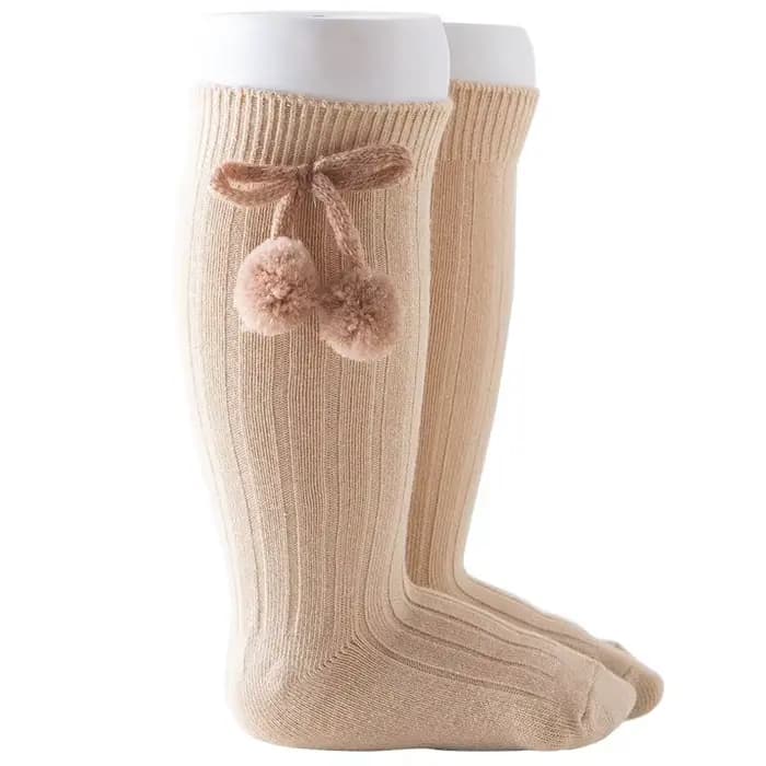 Pompon bébé garçons filles chaussettes pour enfants tricot nouveau-né automne hiver