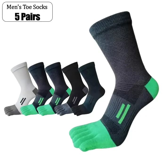 5 paires de chaussettes de sport pour hommes, 100% coton, antibactériennes, résistantes, respirantes, à cinq doigts, chaussettes de cyclisme en plein air