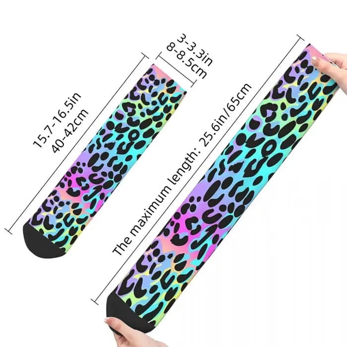 Chaussettes d'hiver unisexes à motif imprimé léopard néon