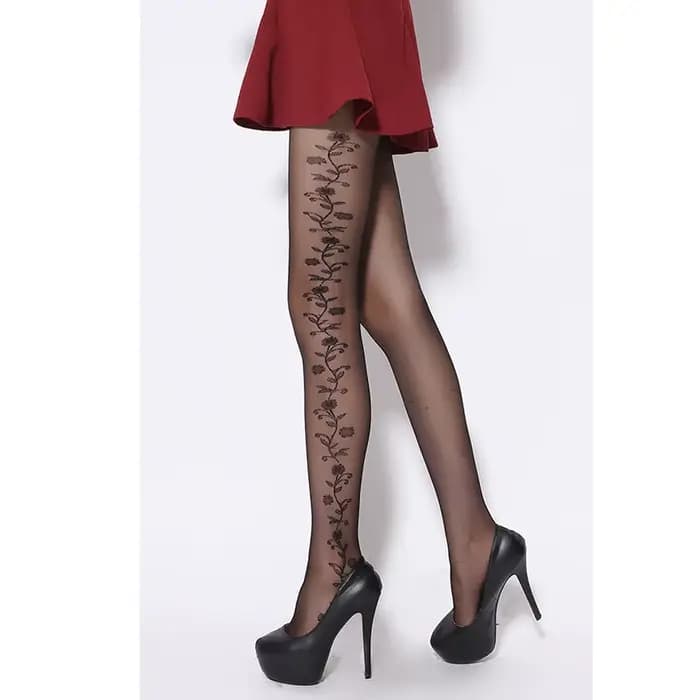20 Denier Ultra pure été noir à la mode et Sexy femme motif Jacquard noyau-filé soie collants bas