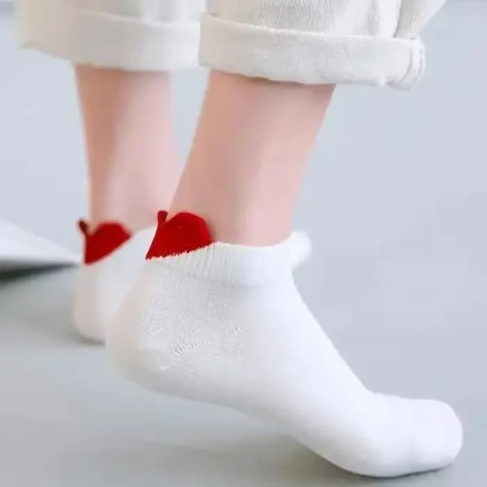 Femmes blanc coeur chaussettes femme coton cheville chaussette mignon