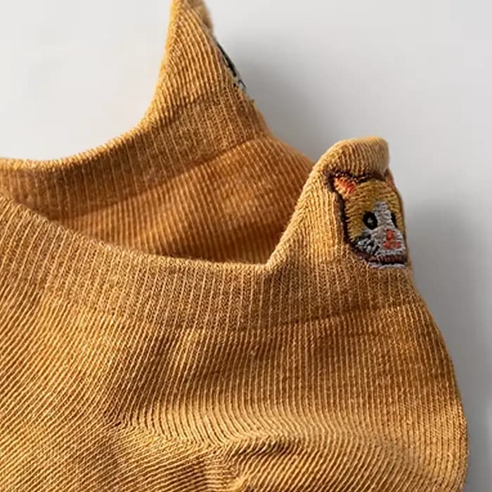 Chaussettes en coton pour femmes, pantoufles de Style AB, chat mignon brodé, doux Kawaii, cheville d'été, printemps, blanc, noir, fille coréenne
