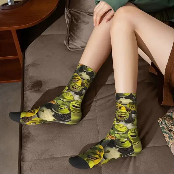 Hip-hop Shrek Memes chaussettes de basket-ball visage drôle Anime Polyester