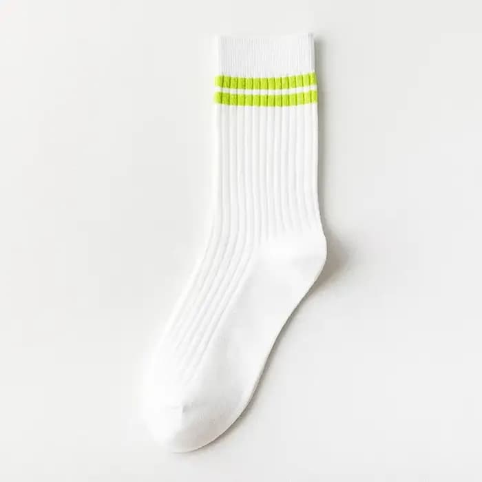 Chaussettes de sport coréennes à rayures blanches et oranges pour femmes
