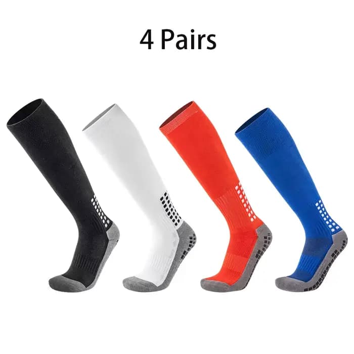 1/4 Paires de Chaussettes de Football pour Adolescents, Chaussettes Longues Antidérapantes et Respirantes pour Entraînement et Matchs en Extérieur, Chaussettes de Mollet pour Enfants