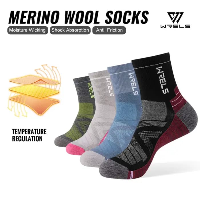 WRELS 1/2/3 paires chaussettes en laine mérinos thermique chaud hiver haute élastique épais