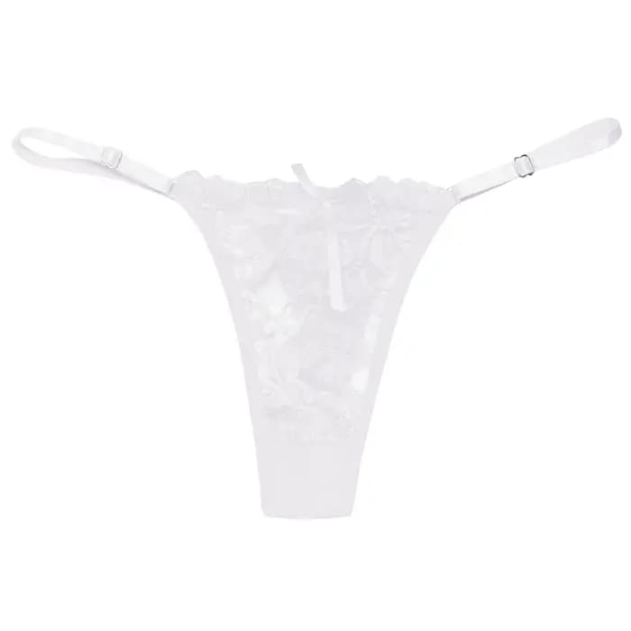Dames dentelle Sexy culottes brodé pansement sous-vêtements femmes Transparent respirant tongs nœud papillon