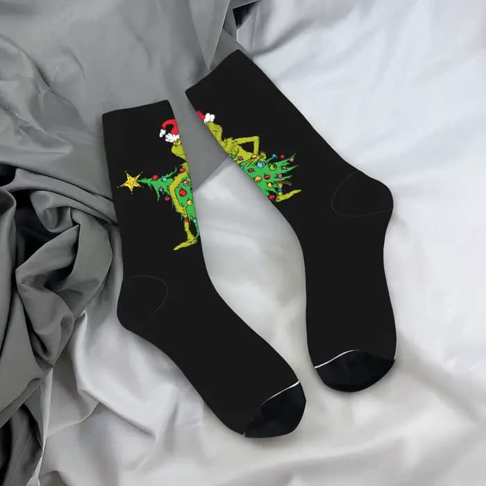 Chaussettes froissées de noël pour hommes et femmes, chaussettes à la mode, Harajuku, printemps été automne hiver, chaussettes à Tube central, cadeau