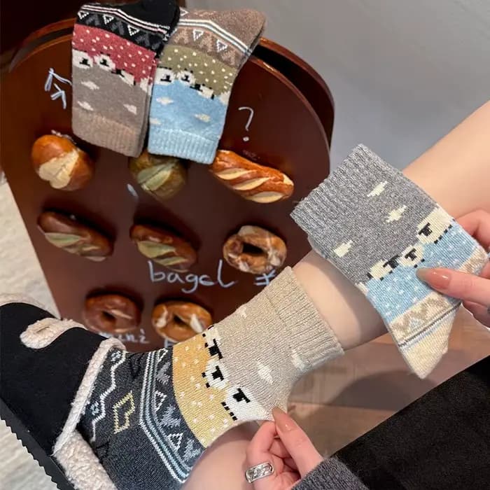 Chaussettes en laine épaisses unisexes mi-mollet