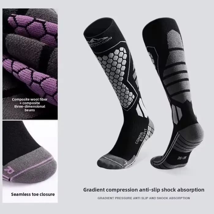 Nouvelles chaussettes de ski épaisses, respirantes, à compression thermique, antidérapantes, anti-humidité, pour le snowboard par temps froid
