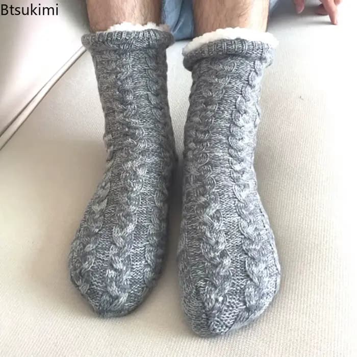 Chaussette thermique homme hiver chaud maison doux coton épaissi Plus velours dormir anti-dérapant aucune poignée