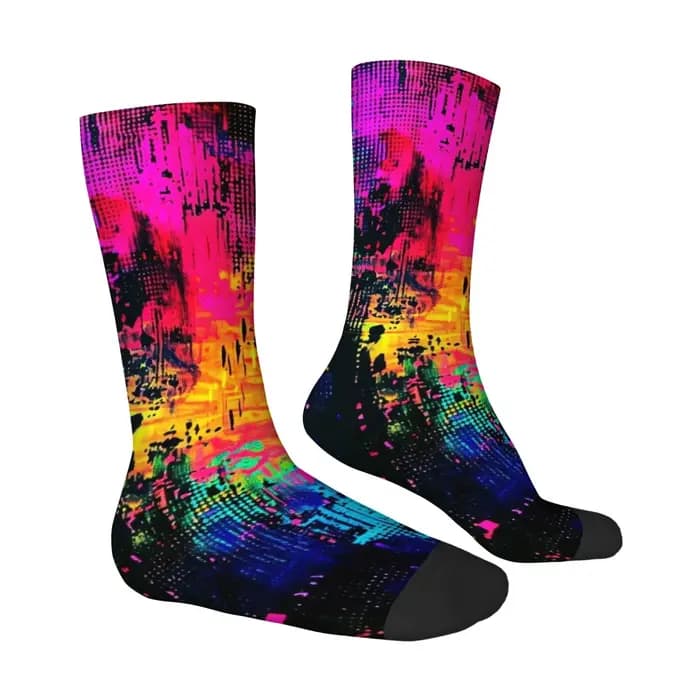 Chaussettes pour hommes Cyberpunk à effet encre éclaboussée