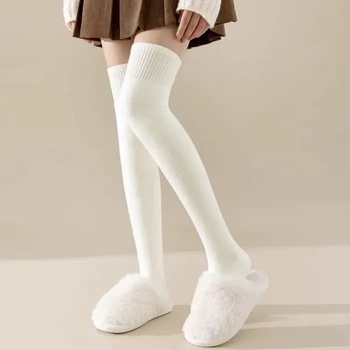 Chaussettes hautes en cachemire pour femmes, doublure pelucheuse, bonneterie d'hiver confortable, couvre-jambes, chaussettes au-dessus du genou, bas chauds et épais, best-seller