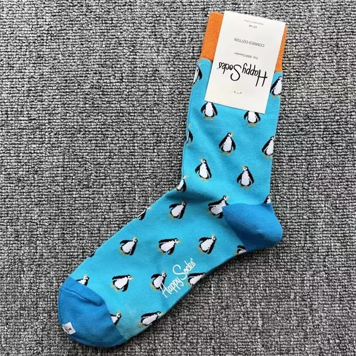 Happy Socks Chaussettes pour hommes quatre saisons Chaussettes de sport classiques en pur coton Chaussettes mi-tube Taille 7-11UK(41-46 EU)