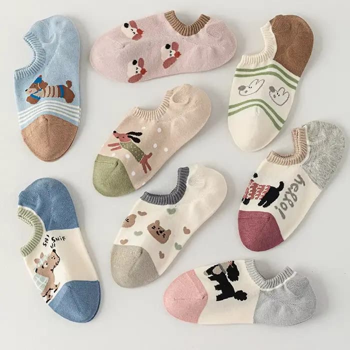 Pantoufles chaussettes mignonnes imprimées de dessin animé pour femmes