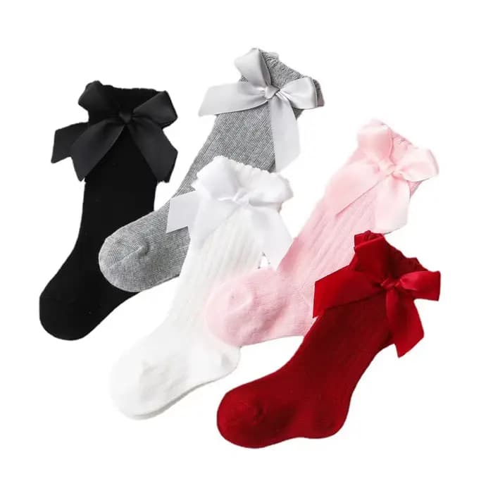 Chaussettes hautes en coton avec gros nœud pour bébé fille et garçon, bas pour enfants, vêtements pour tout-petits, accessoires pour enfants, nouveau, printemps, automne