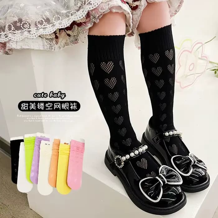 Chaussettes d'été ajourées en forme de cœur pour filles
