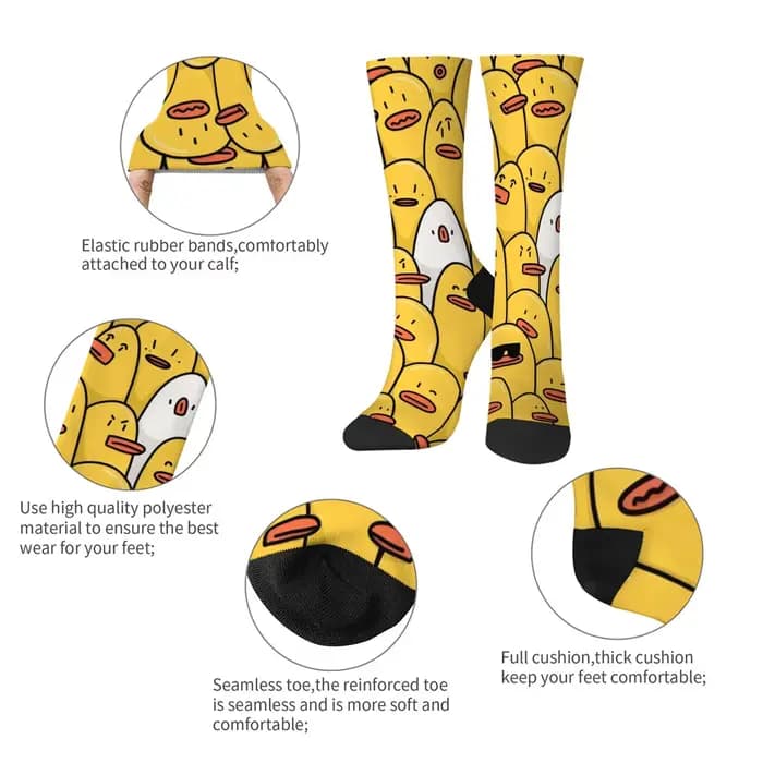 Chaussettes pour hommes imprimées de canard de dessin animé drôle