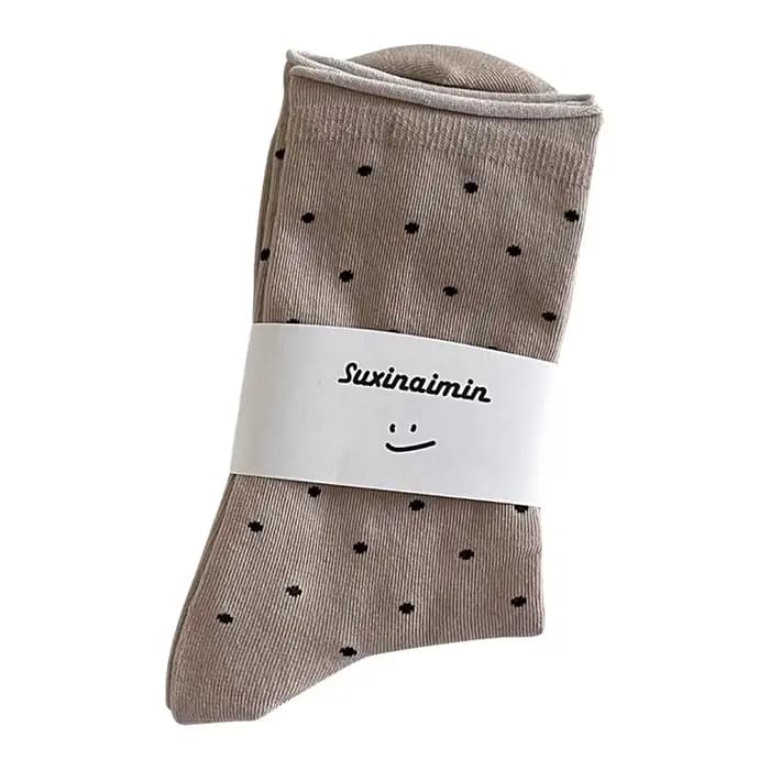 Chaussettes fines vintage crème à bords bouclés pour femmes