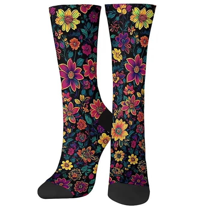 Chaussettes tricotées vintage fun floral pour hommes