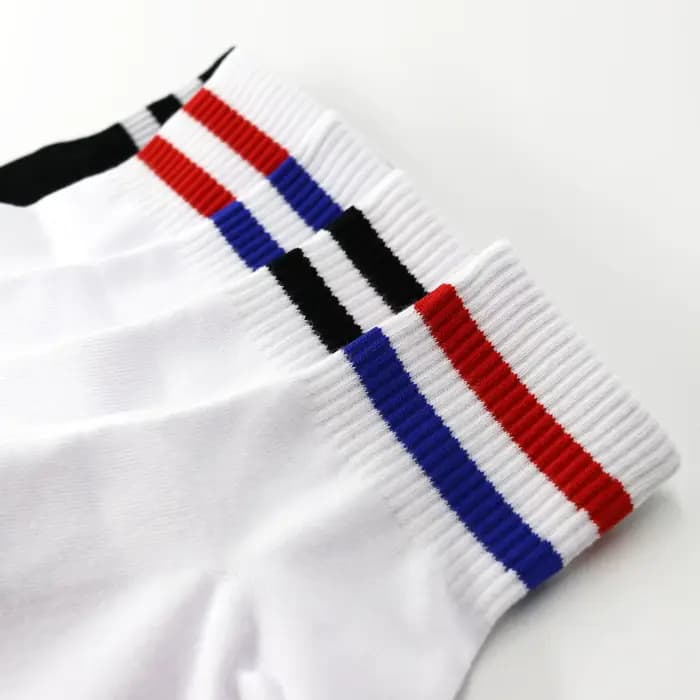 Hommes chaussettes Vintage deux rayures sport Hip Hop athlétique blanc noir coton cheville