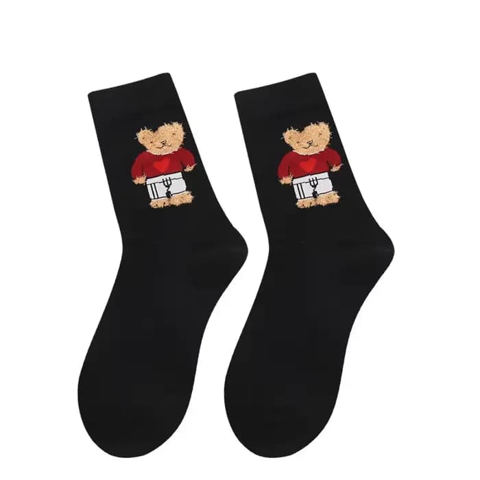 Chaussettes en coton de dessin animé pour femmes, chaussettes respirantes pour filles, joli motif animal, ours, princesse féminine, haute qualité