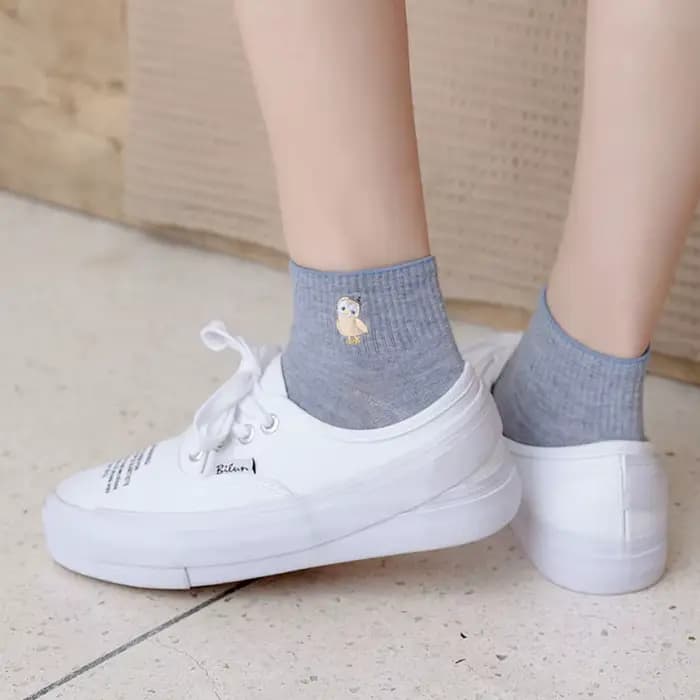 Harajuku femmes chaussettes Kawaii mignon drôle broderie Animal coton chaussettes unisexe heureux décontracté Streetwear chaud Calcetines Mujer