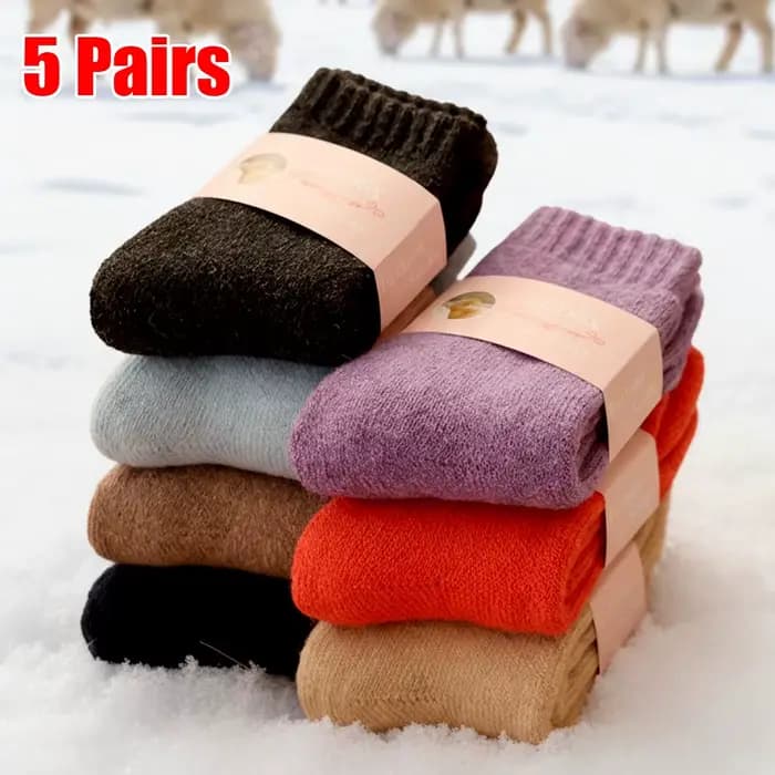 5 paires hiver Super plus épais chaussettes chaudes laine femmes
