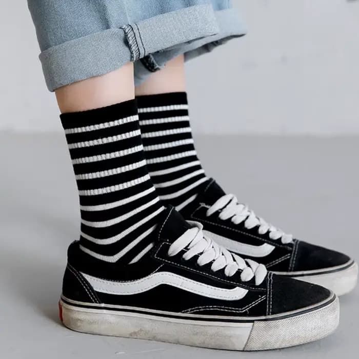 Hommes chaussettes coton respirant coloré blanc noir gris Meias Sox grille rayure décontracté affaires
