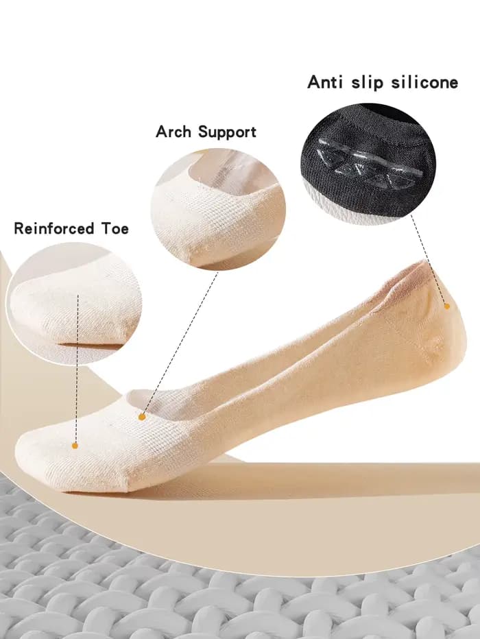 6 paires de chaussettes bateau en pur coton anti-odeur et absorbant la transpiration pour femmes