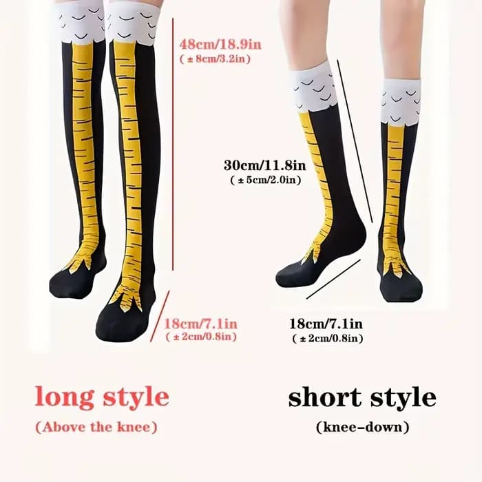 1/2 paires femmes genou chaussettes hautes à la mode dessin animé drôle poulet griffe