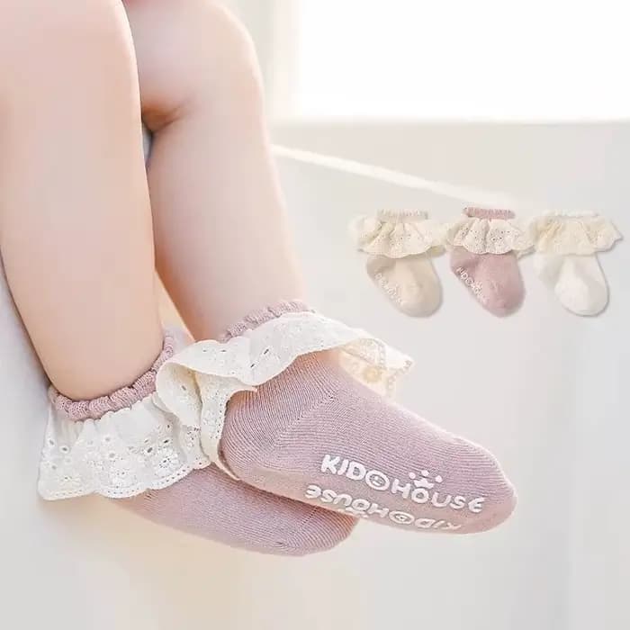 Chaussettes en dentelle de coton pour nouveau-né fille