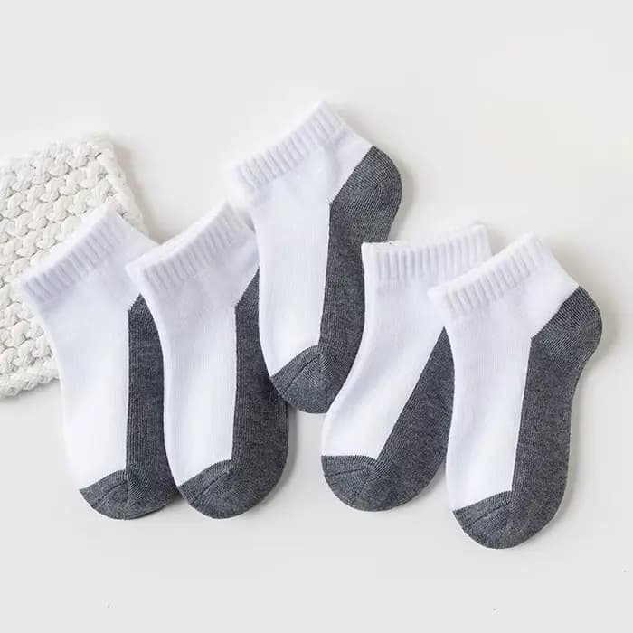 12 paires de chaussettes courtes basique pour enfants - design blanc et gris