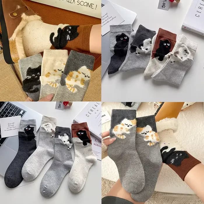 Mignon coton petit chat chaussettes drôle 3D chaton chiot oeuf boule