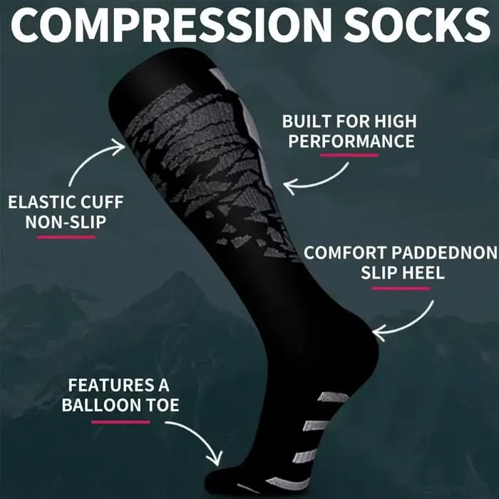 1 paire de chaussettes de sport à compression pour femmes et hommes, chaussettes de soutien des mollets pour la course à pied, les infirmières, la circulation de la grossesse, l'athlétisme