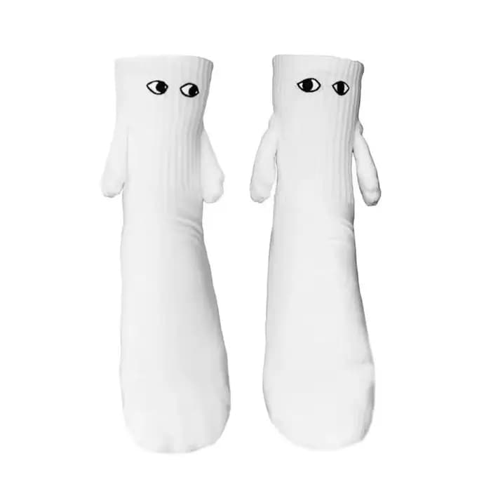 1 paire mode femme chaussettes drôle créatif Attraction magnétique mains noir blanc dessin animé yeux Couples