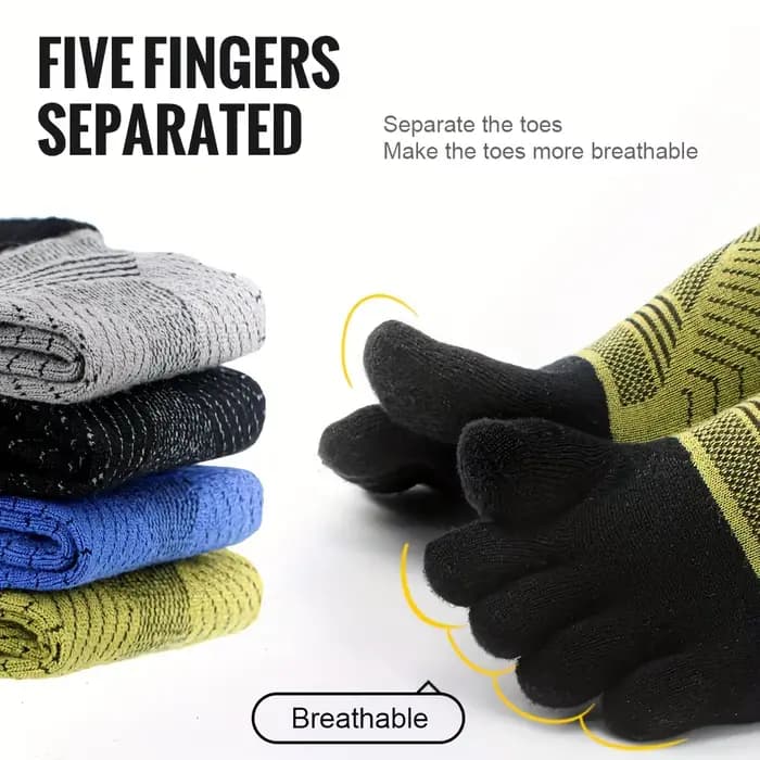 WRELS Chaussettes à cinq orteils en laine mérinos pour sports de plein air, chaussettes de course élastiques anti-humidité, chaussettes de trekking respirantes et antichoc