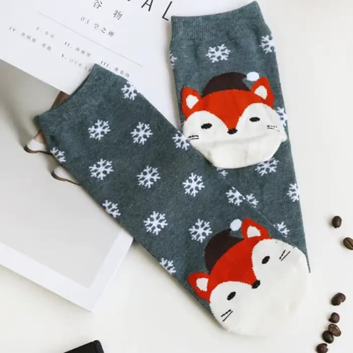 Chaussettes de dessin animé 3D en laine thermique mignonne pour femmes