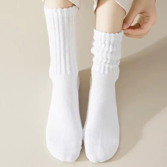 6 paires de chaussettes mi-mollet pour femme, automne-hiver, tendance, simples, couleur unie, chaudes, confortables, décontractées, chaussettes tricotées superposées
