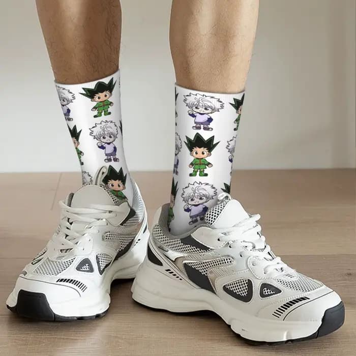 Chaussettes de skateboard respirantes unisexes, chaussettes longues décontractées, polyester Hunter X Hunter, Gon Killua Zoldyck