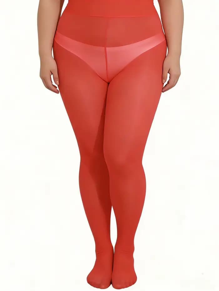 1 collant opaque rouge taille haute pour femme