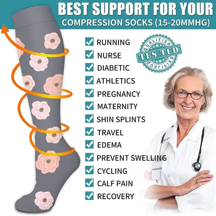 Chaussettes de compression pour femmes et hommes Circulation (6 paires)-chaussettes de soutien graduées pour la course