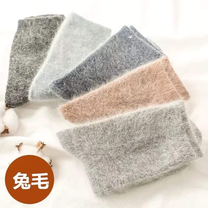 Couleur Pure chaussettes d'hiver chaudes Angora lapin cheveux femme épaississement laine chaussettes coton chaussettes lapin laine chaussettes hiver Calcetines
