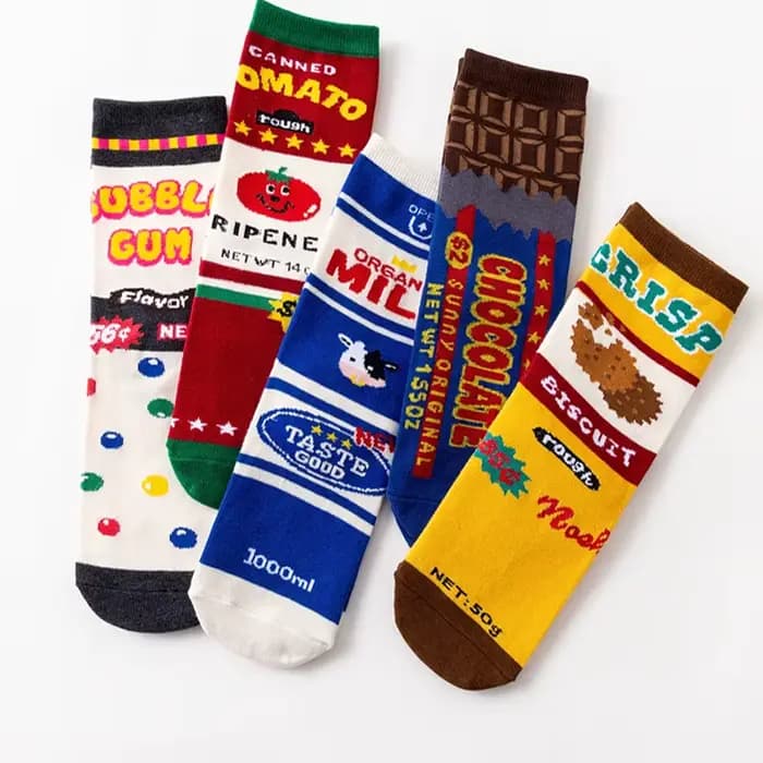 1 paire mode femmes chaussette drôle mignon dessin animé Snack lait Biscuits chocolats tomate nourriture heureux japonais Harajuku Skateboard chaussettes