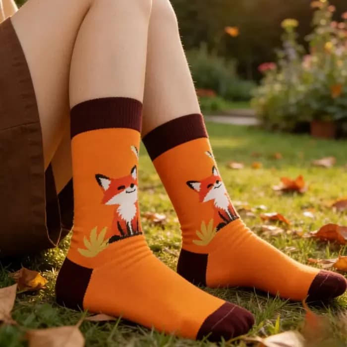 1 paire de chaussettes mignonnes et adorables à motif renard pour hommes et femmes