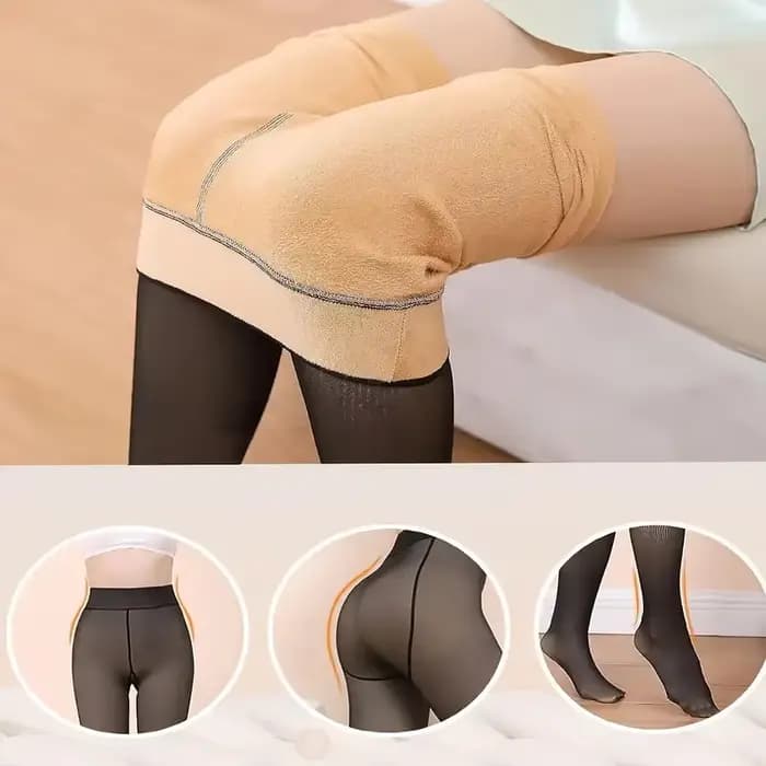 Bas thermiques femmes collants doublés polaire chaud hiver taille haute