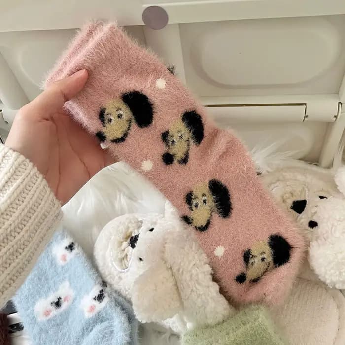 Kawai-Chaussettes épaisses en velours de vison pour femmes